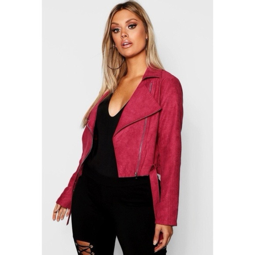 Boohoo Berry Suede Blazer